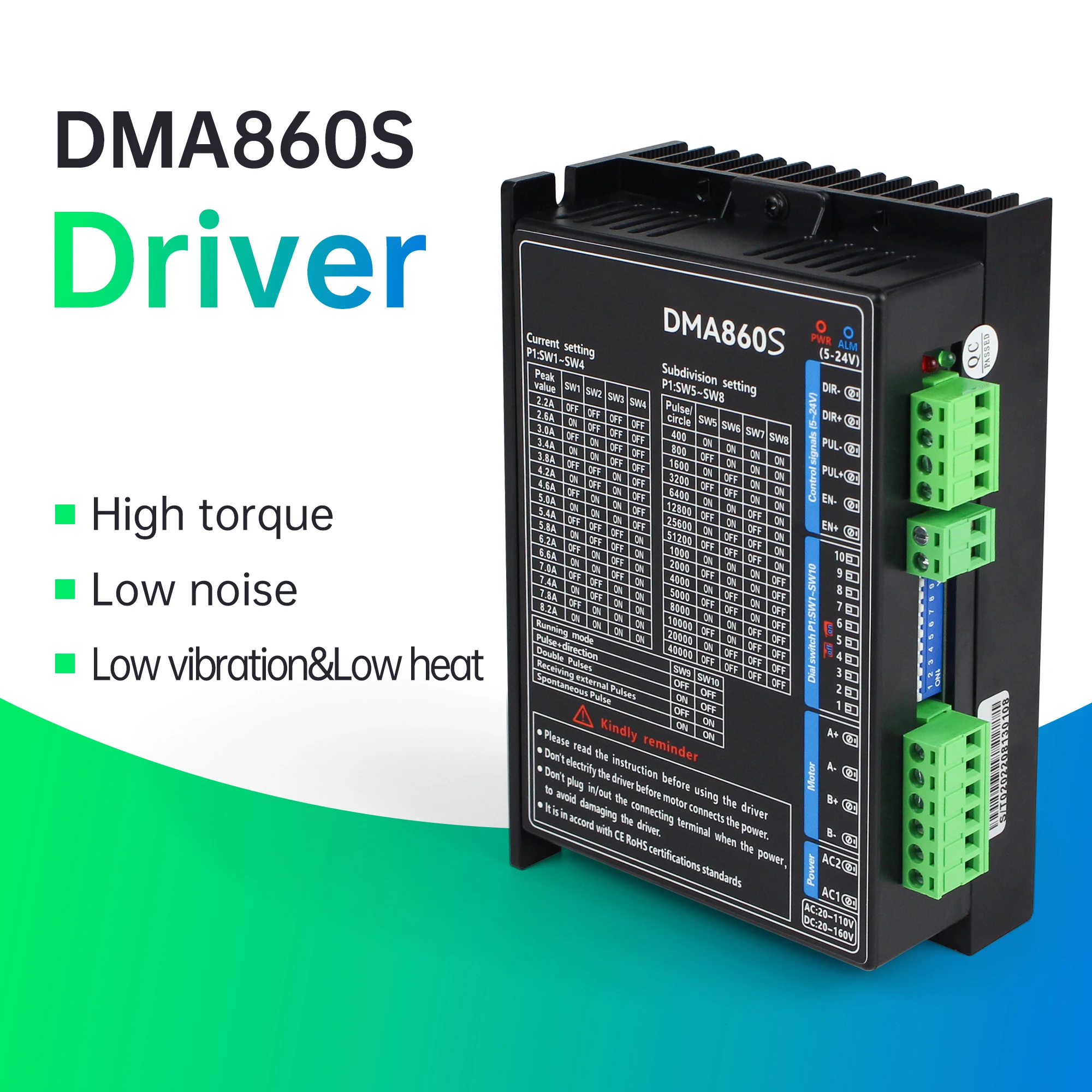 New DMA860S Stepper Motor Driver DC 18-160VDC / AC 18-110VAC, 2 Phase, for Nema34 86 Stepping Motor『EU Stock』