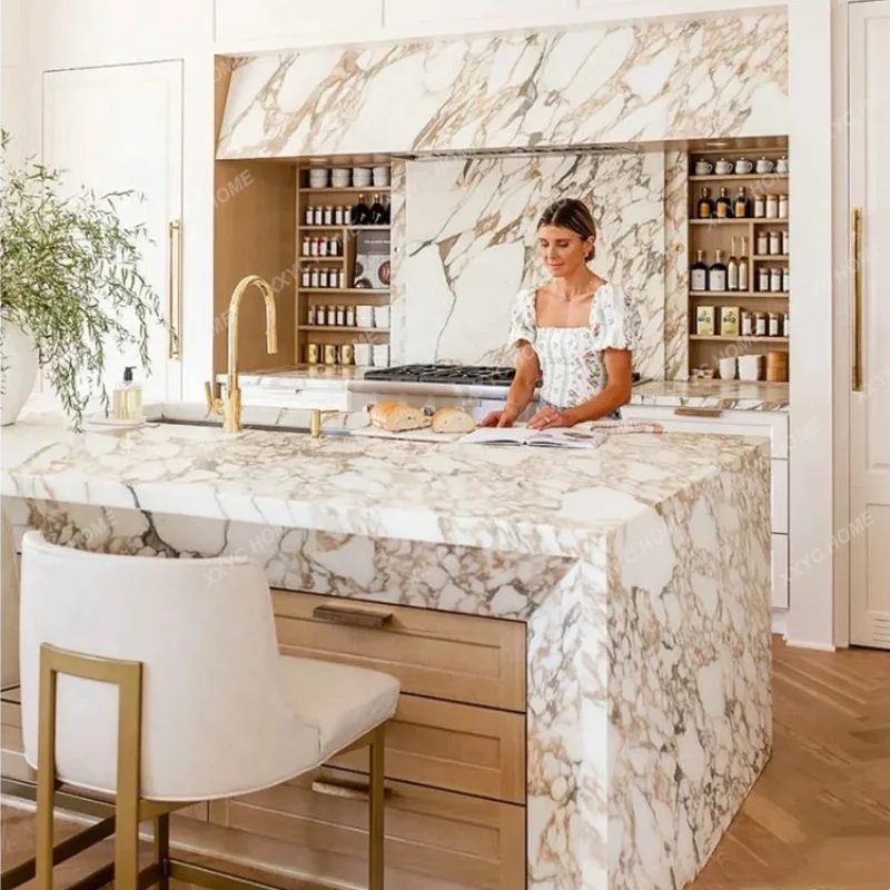 

Marble Kitchen Island Dining Table Integrated Open Kitchen Home Inverted Western Kitchen Bar Counter