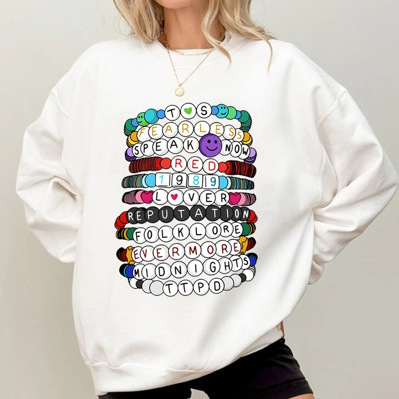 Eras Tour Bracelet Sweatshirt Women The Tortured Poets Department Long Sleeve Merch Hoodie Pullover Crewneck Sweatshirts Coat