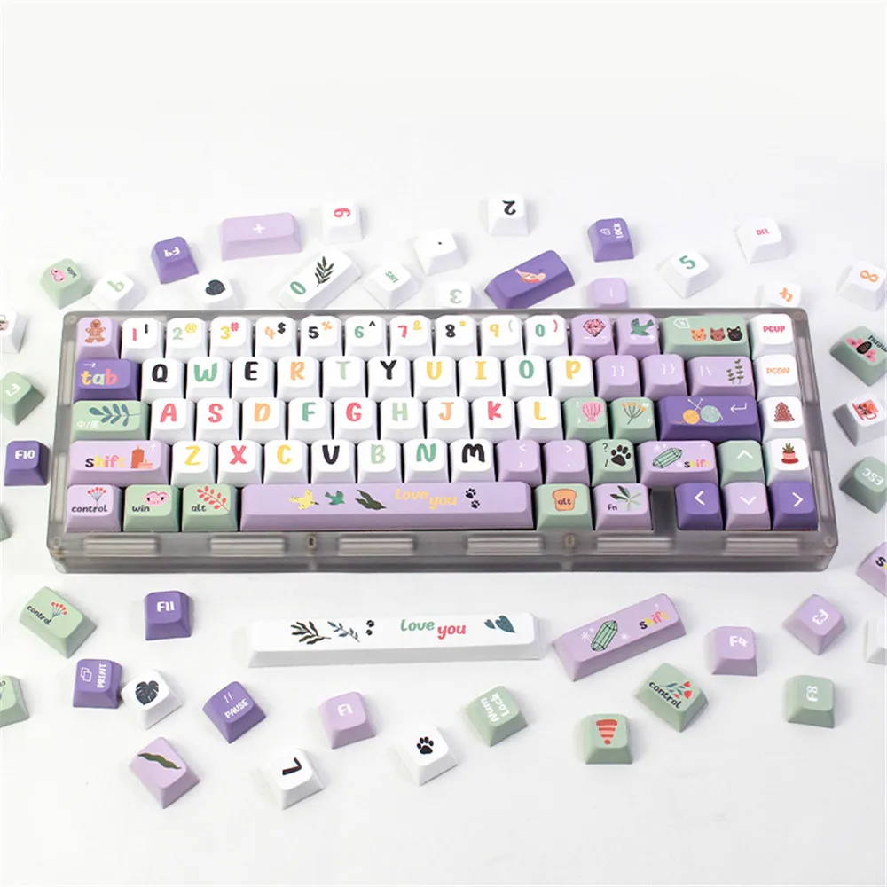 

Colourful Summer Dream Keycaps 124 Keys PBT Keycap Dye Sublimation For Cherry Gatrron MX Switches Mechanical Keyboard
