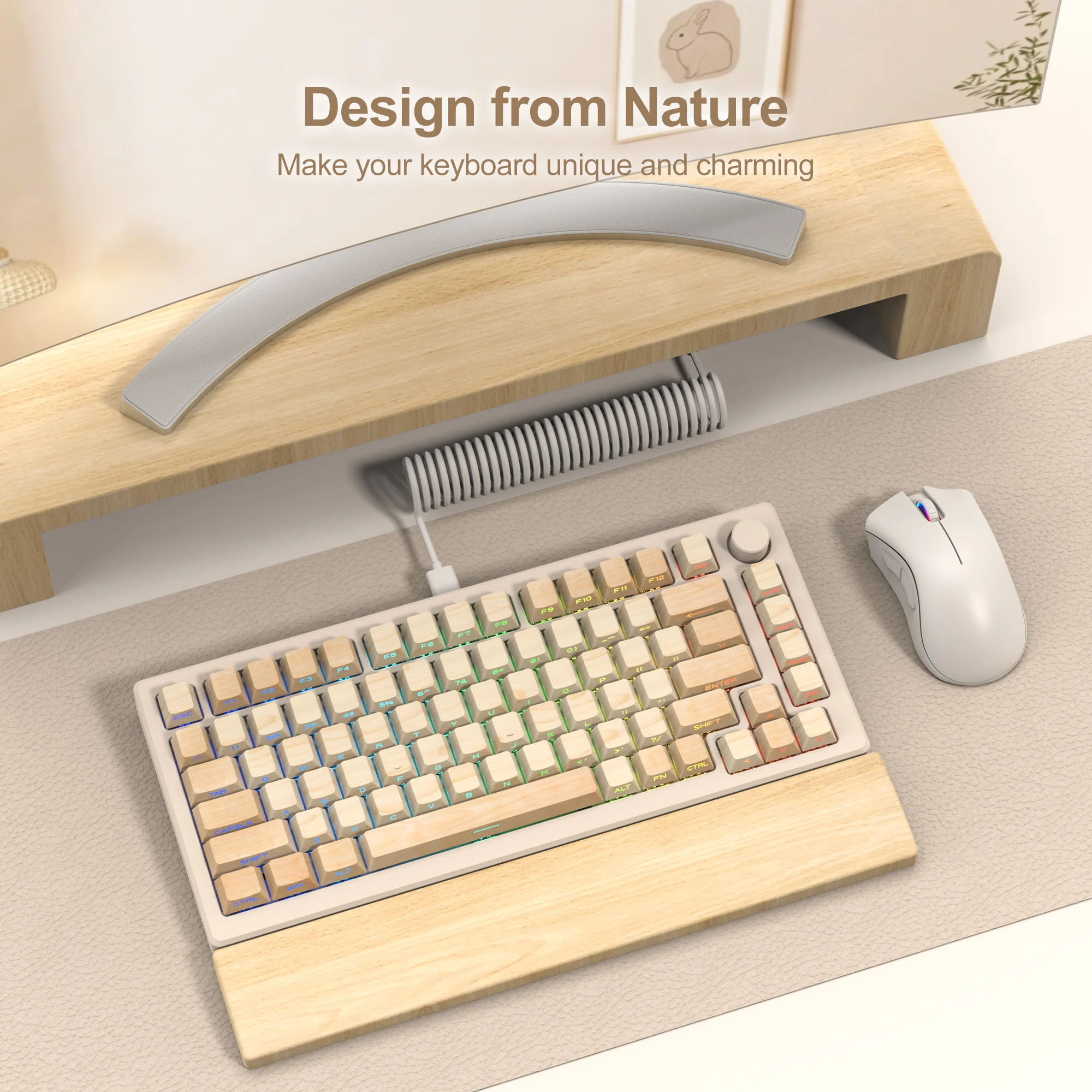 Faia de Madeira Side Print Backlit Side Dye-sub Pbt Keycap Rgb Perfil Cereja Fit para Cherry mx Gamer Teclado Mecânico 136 Chaves - Imagem 6