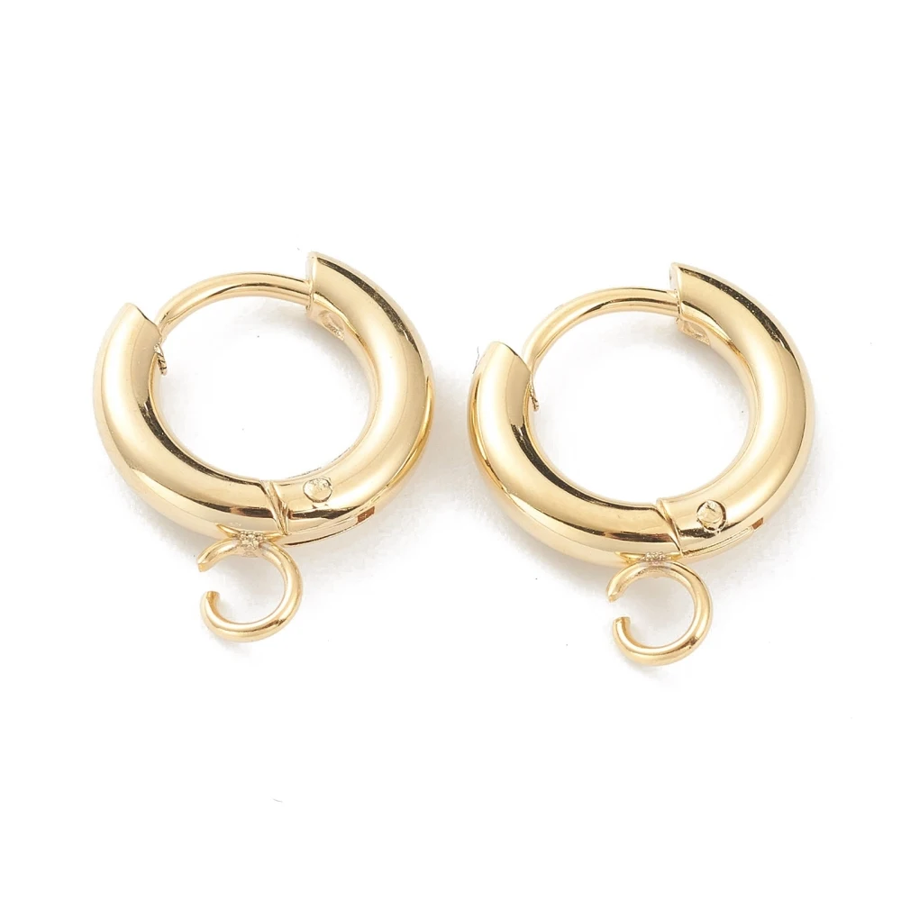 

5Pairs 201 Stainless Steel Huggie Hoop Earring Hypoallergenic Leverback Earring Hooks with Loop for DIY Earring Jewelry Making