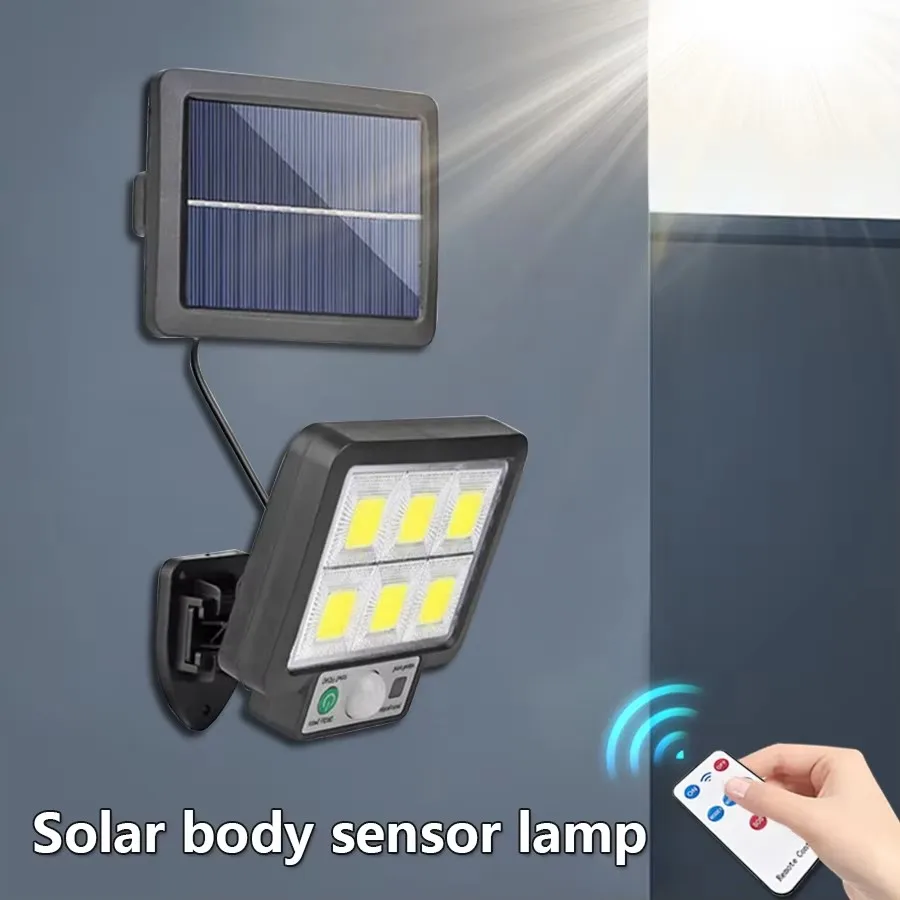 COB LED Solar Light Outdoor Wall Lamp 3 Modes Waterproof Motion Sensor Split Solar Lamp Garden Street Garage Security Lighting