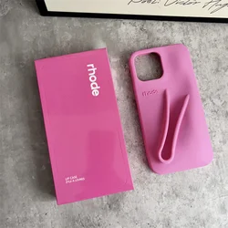 Hot Sale Soft Silicone Phone Case with Portable Lip Gloss Holder - iPhone 15 (Rose)