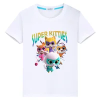 Super Kitties Summer Print T-shirt pride tshirt y2k one piece boys Anime Tees 100% Cotton Short Cartoon Tops kids clothes girls 1