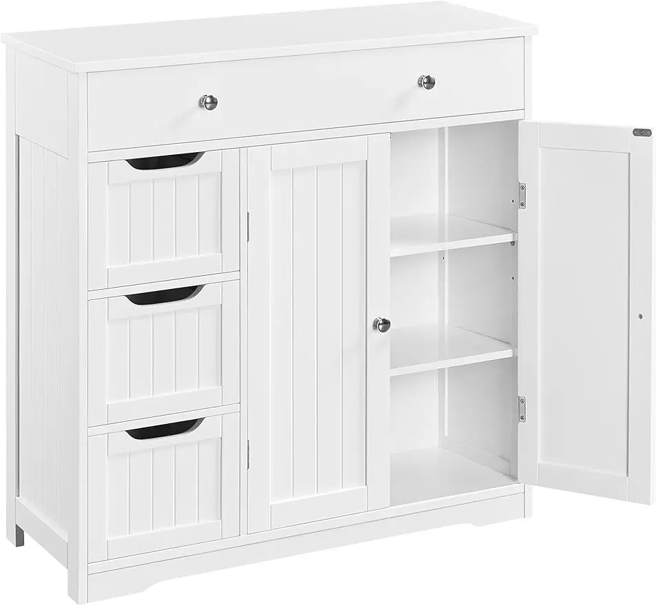 

Bathroom Free-Standing Floor Cabinet, Practical Storage Cabinet with 4 Drawers and 2 Doors, for Kitchen, Enryway, Living Room