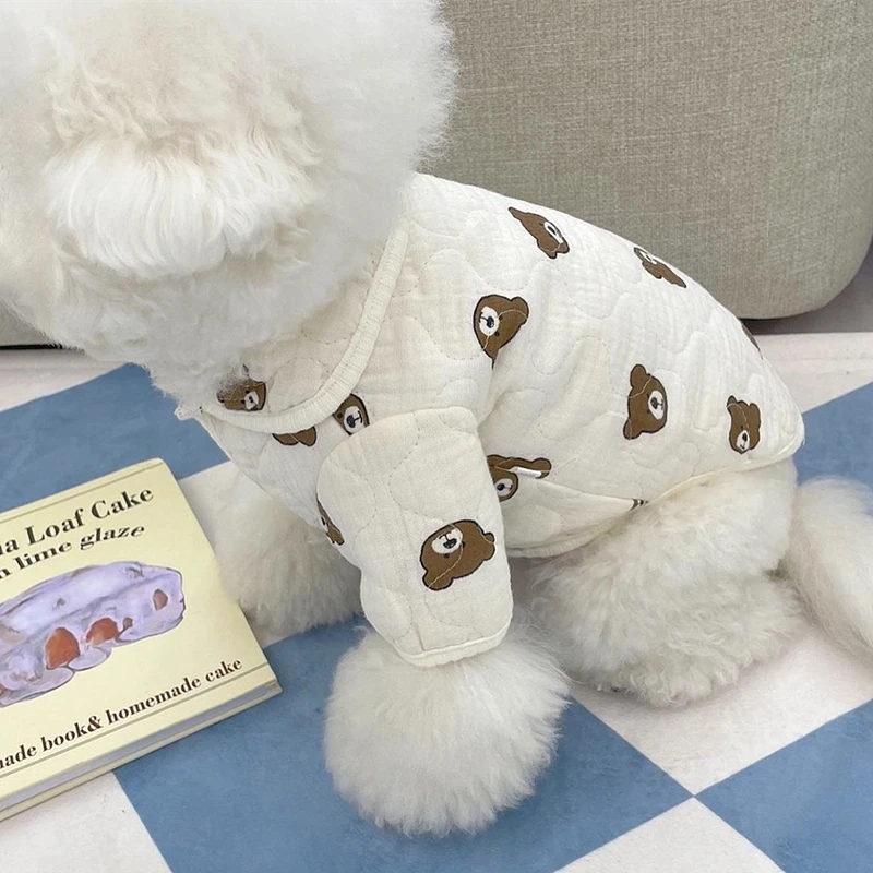 Winter Thickened Dog Clothes Teddy Warm Cotton Clothes Dog Cartoon Small Pomeranian Soft Legged