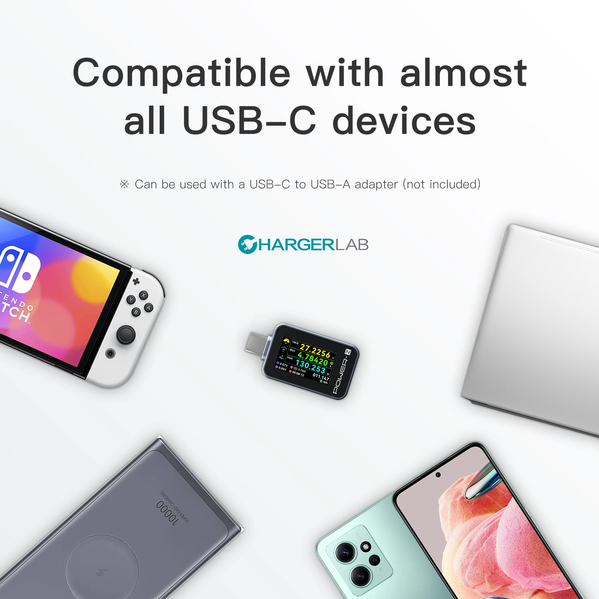 ChargerLAB POWER-Z C240 portable USB-C tester, digital power meter, supports 240W pd3.1 qc5.0,  USB-C phones, laptops, Chargers