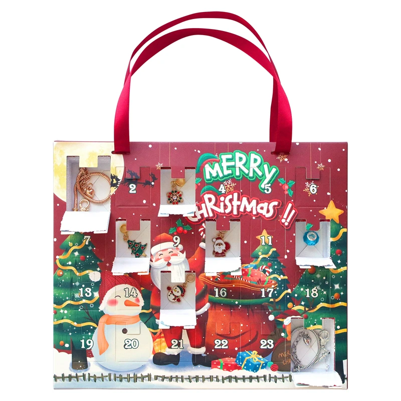 

24 Days Christmas Countdown Calendar Gift Paper Box Set DIY Jewelry Bracelet Decoration Merry X-Mas For Children's Mystery Box