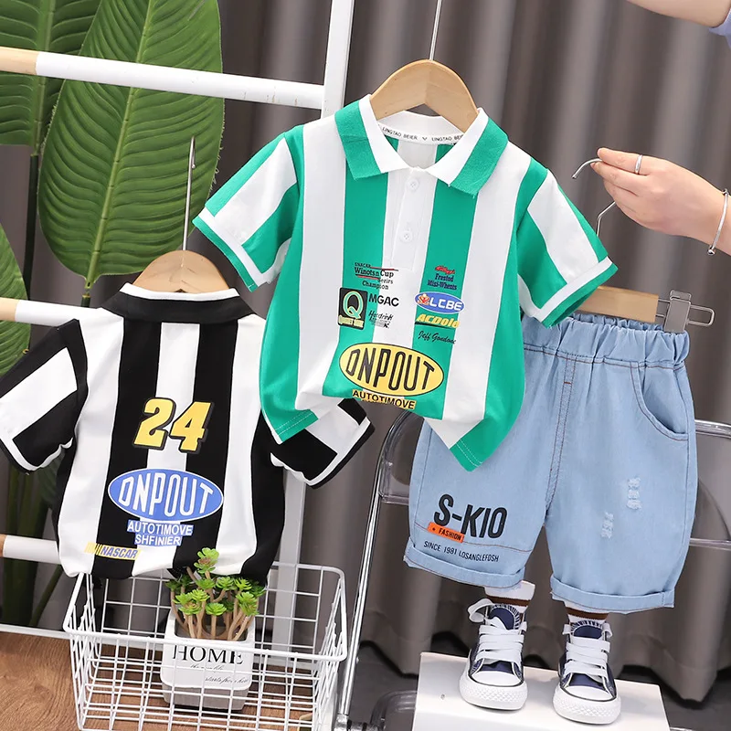 

Boys Clothes Sets Summer 2024 Children Polo T-shirts Denim Shorts 2pcs Tracksuits For Baby Sports Suit Kids Cotton Outfits 4 5Y