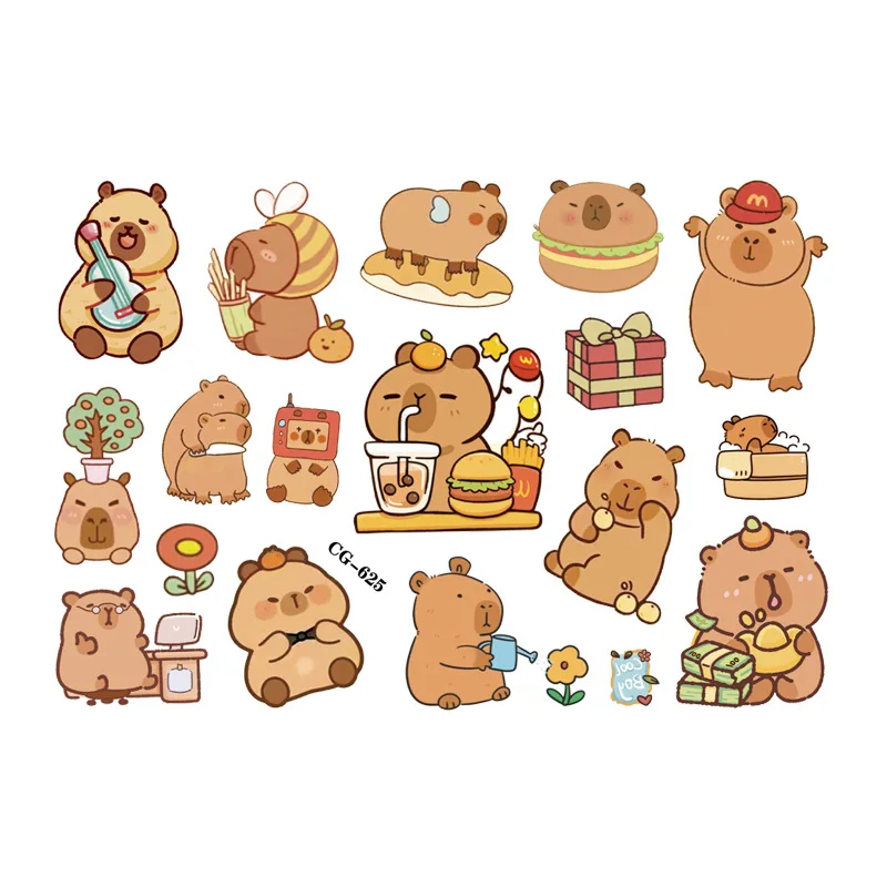 1Pcs Cartoon Capybara Temporary Tattoo Stickers Cute Guinea Pig Children Waterproof Tattoo For Kids Funny Birthday Gift tattoo sticker temporary tattoos
