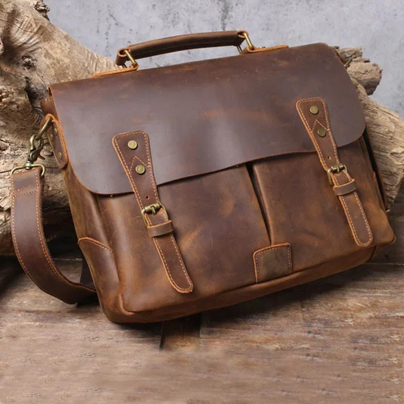 Genuine Leather Business Laptop Shoulder Bag