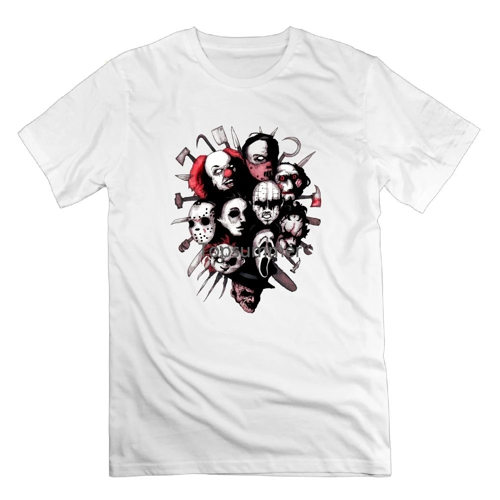 

Horror Heroes Chucky Michael Myers Tees Short Sleeves Original Teenage O-Neck T Shirts Black 100% Cotton Vintage T-Shirts