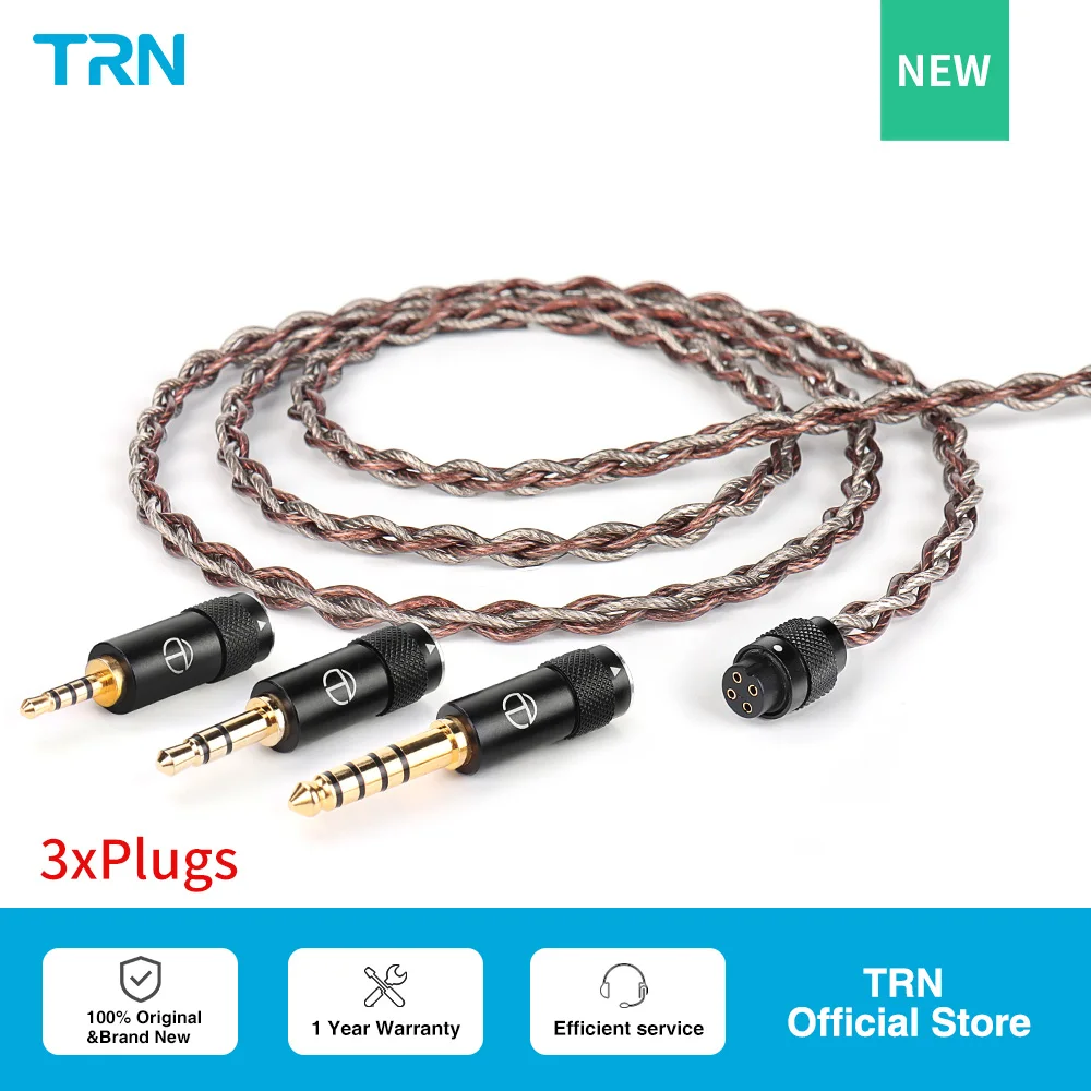 TRN RedChain Earphones Silver-Plated Copper OFC Copper Upgrade Cable with Swappable Connectors 2.5/3.5/4.4 For TRN MT1 MAX TA4