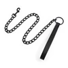 Leather Handle Chain Dog Durable Metal Chew Proof Dog Training Leash 115cm Heavy Duty Anti-bite Dog Giant Chain Leash with 6