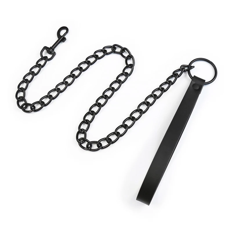 Heavy Duty Chain Dog Leash – Leather Handle, Chew-Proof 115cm 6
