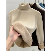 Thickened Fleece-Lined Polo/Turtle Neck Base Layer Top Women's Inner Layered Pullover Autumn/Winter Stylish Trendy Polo/Turtle N