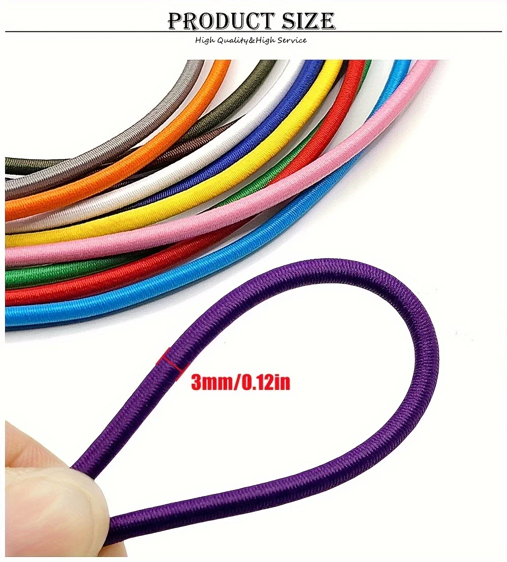 3 Yards 3mm Round Elastics Bungee Shock Cord Elastic Rope Rubber Band Strap String Cordon Shoelaces Sewing Accessories – Detail 2