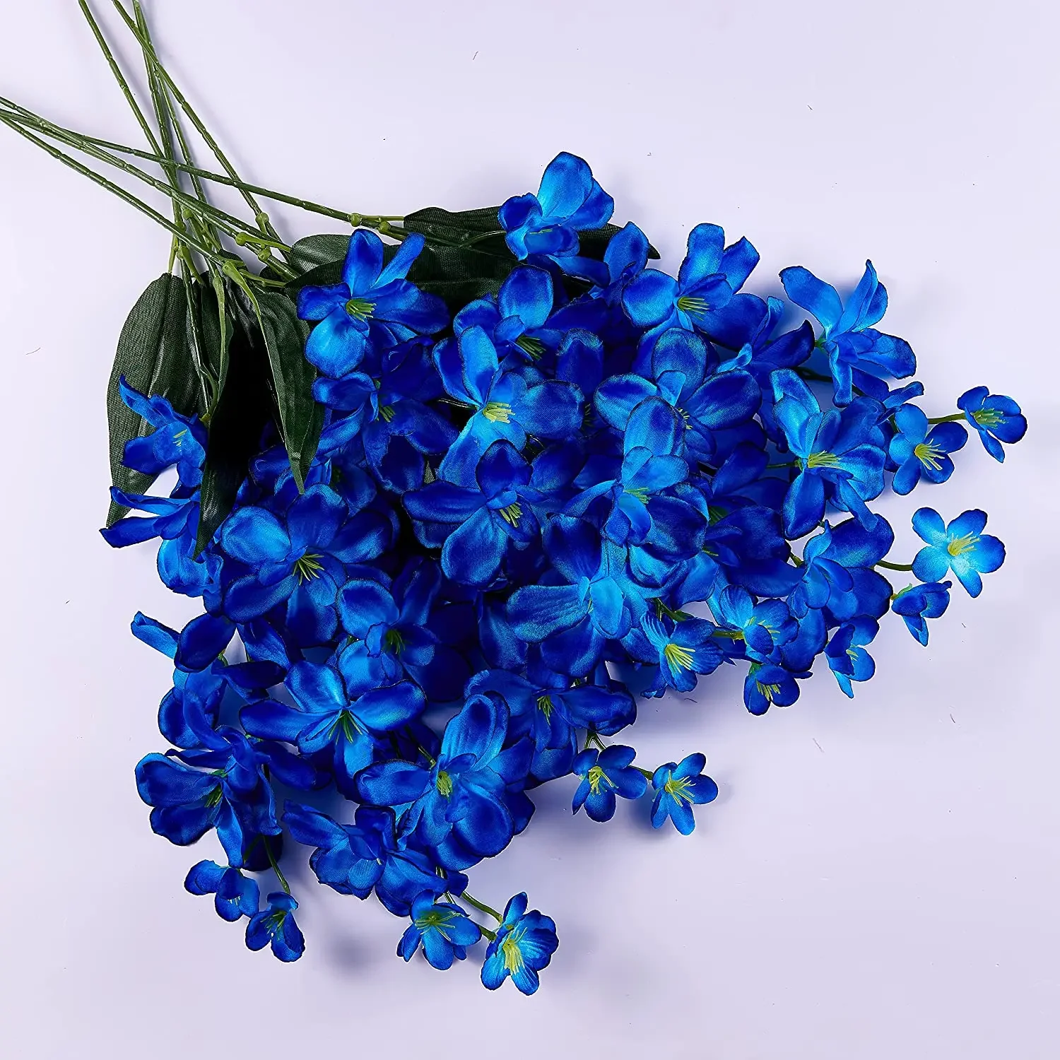 Set of 10 Elegant Blue Artificial Orchid Stems for Weddings and Home Décor