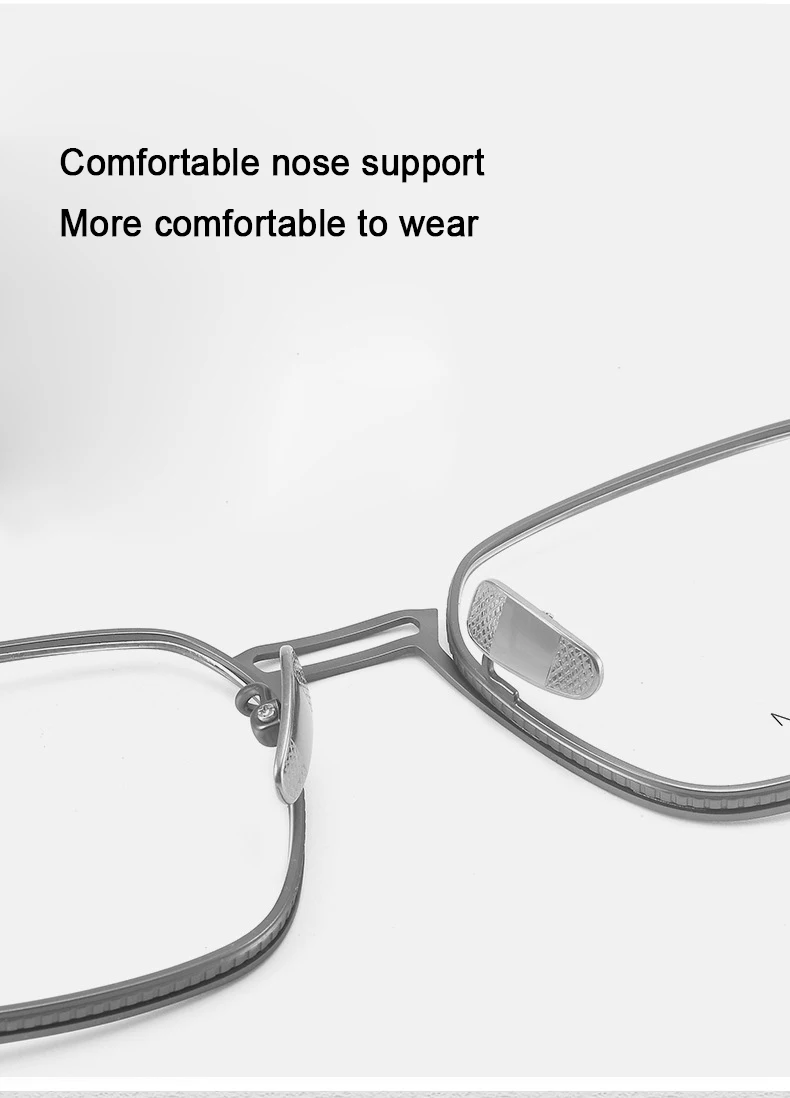 Amerikanisches Design für Herren, großes Gesicht, 147 mm, luxuriös, ultraleicht, reines Titan, Brillengestell, einzigartige Brücke, modische Brillen – Detail 8
