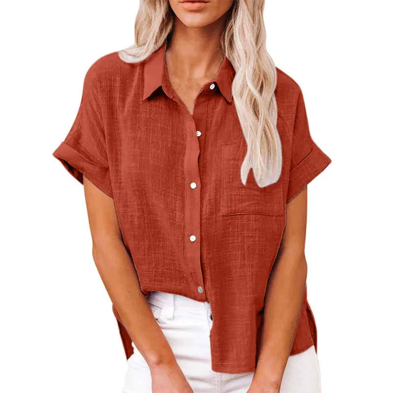 Sfbeb9f1496d5458da779f50c4b2eb788n Solid Casual Loose Shirts For Women Summer Vintage Women's Oversized Shirts And Blouses Fashion Elegant Youth Female Tops Mallzona