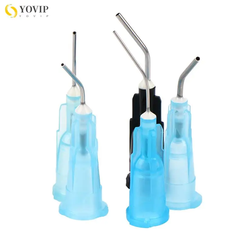 20pcs Dental Irrigation Bent Needle Tips Flow Etchant Resin Delievery Syringe Dentist Tools