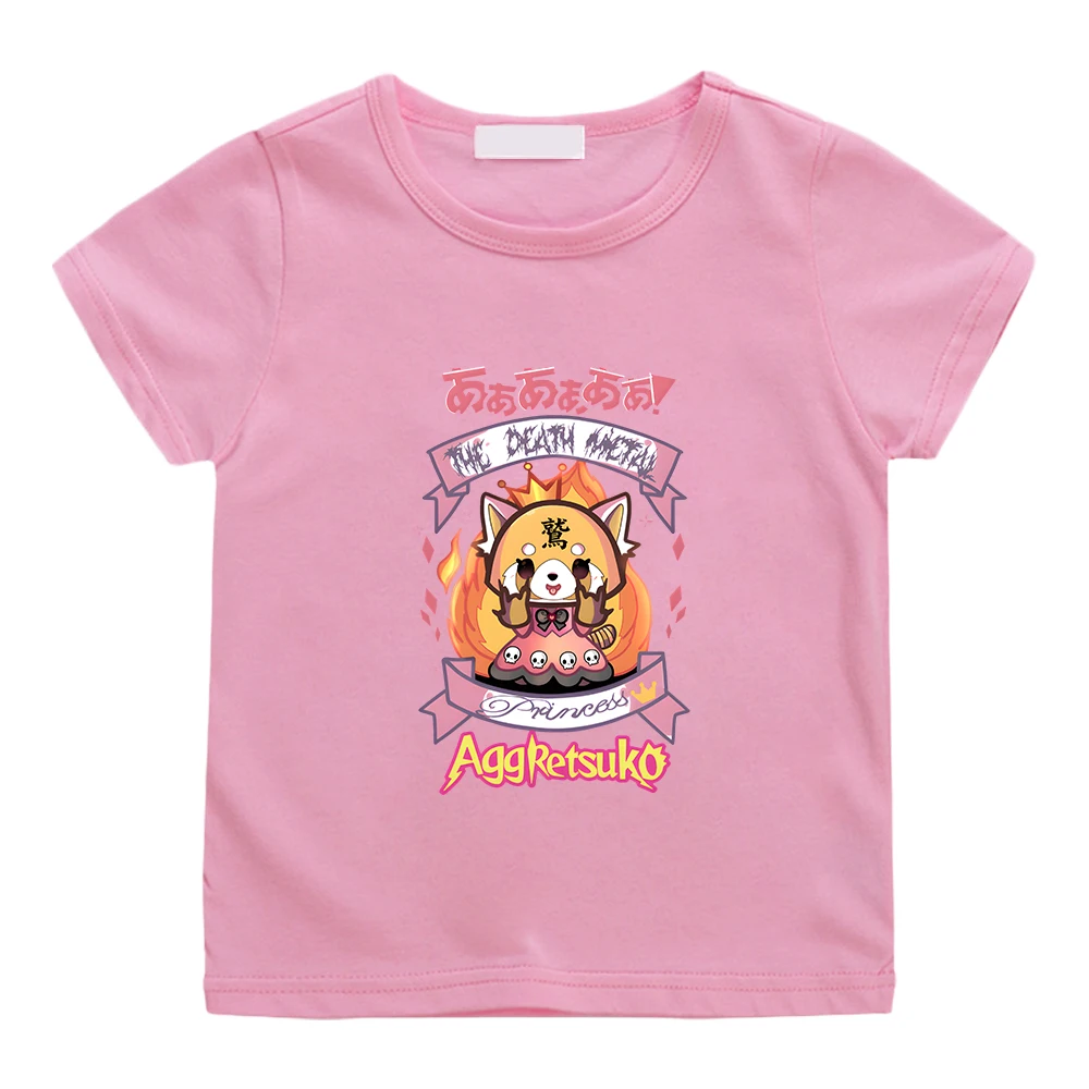 

Aggretsuko Retsuko Cartoon Graphic T-shirts for Boys/Girls Children 100% Cotton Tee-shirt Summer Short Sleeve Kawaii Tshirt Tees