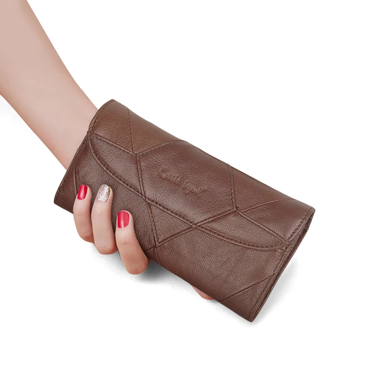 Genuine Leather Long Women wallets Female Clutch Bag Designer Luxury Women&lsquo;s Purse