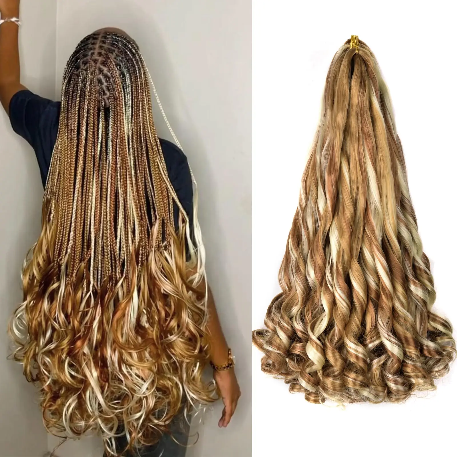 22inch Synthetic Loose Wave Crochet Hair French Curly Braiding Hair Extensions Pre Stretched Curly Crochet hair for Black Women 1