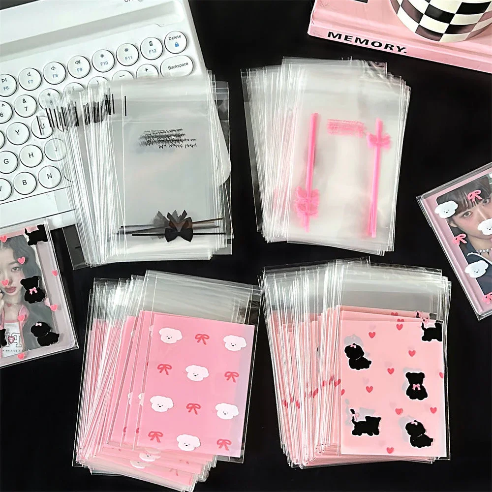 50 Stück wiederverschließbare Zellophanbeutel mit rosa Schleife, selbstklebende, durchsichtige Fotokartenhüllen, Geschenktüten, Geburtstag, Hochzeit, Partyzubehör – Detail 6