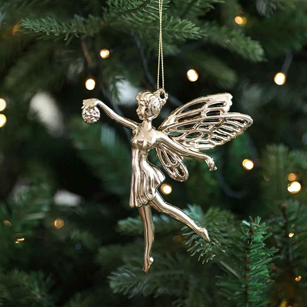 Gold Snowflake Butterfly Dragonfly Angel Christmas Tree Ornament Baubles