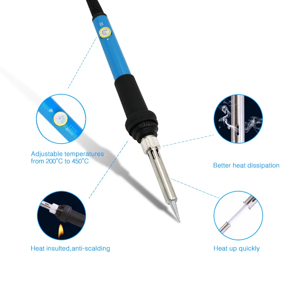 Adjustable Temperature Mini Electric Soldering Iron 220V 110V 60W Welding Solder Rework Station Heat Pencil Tips Repair Tools soldering iron electric soldering iron