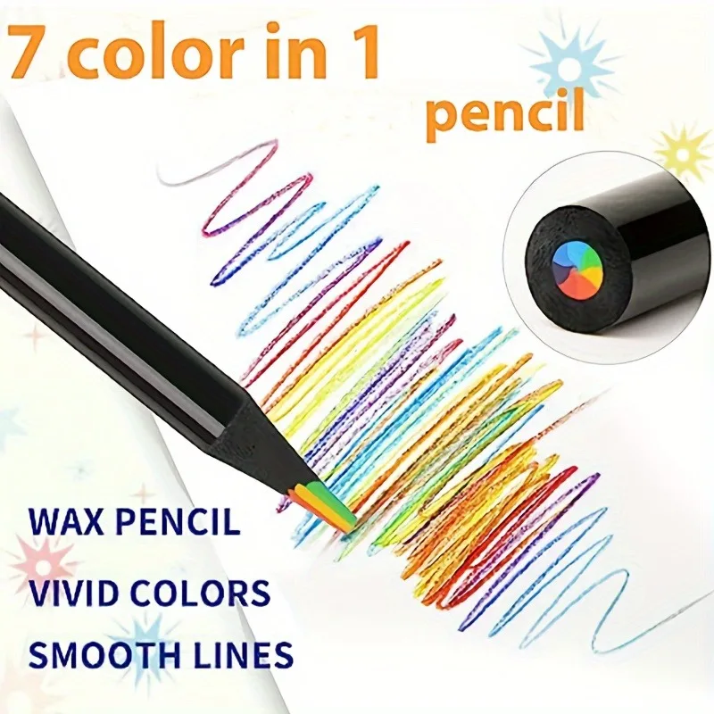 أقلام رصاص خشبية ملونة سوداء نابضة بالحياة - 10 قط...