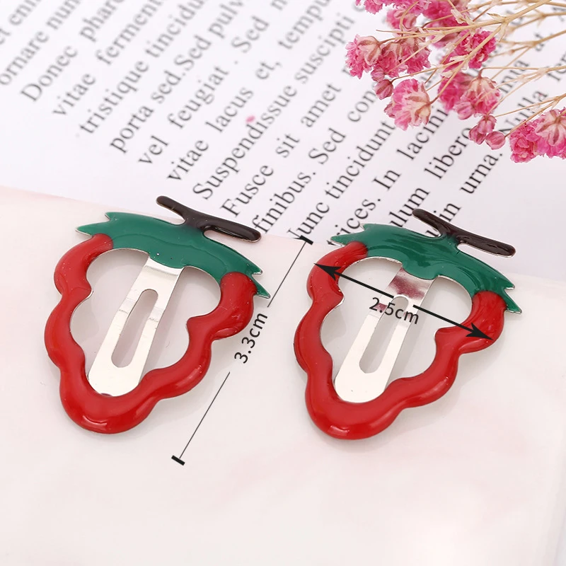 Metall Haars pangen Kirsch form Mode Erdbeer Seiten clips DIY Styling Tool Früchte BB Haarnadeln Kinder süße Kopf bedeckung – Detail 4