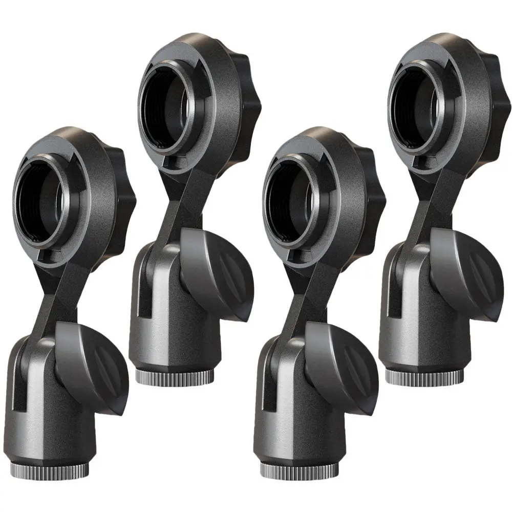 4Pcs 마이크 스탠드 클립 270도 회전식 마이크 홀더(핸드헬드 무선 마이크용) 팟캐스팅 강의용 조절식 마운트