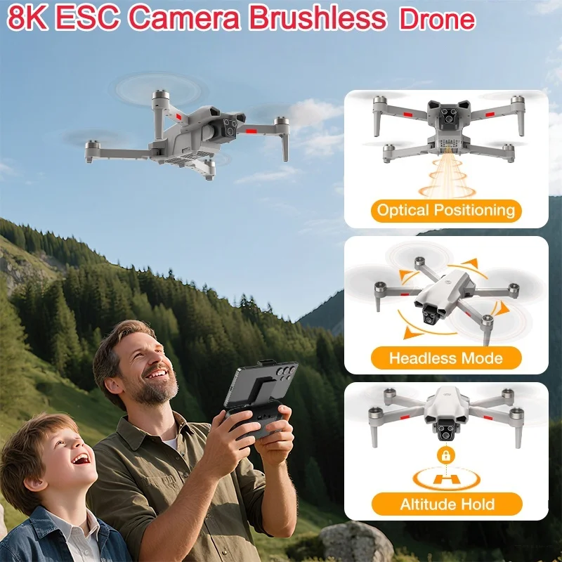 Drone 8K pliable avec 3 batteries en plein vol, autonomie prolongée et transmission HD