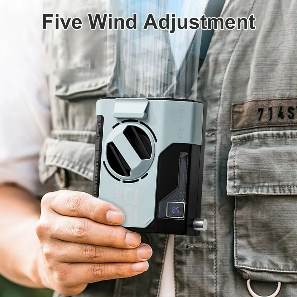 Description Picture 6 of itemPortable Waist Fan Rechargeable 5 Speeds Waist Hanger Fan Strong Airflow Outdoor Camping Fan for Outdoor Jobsite Climbing Hiking