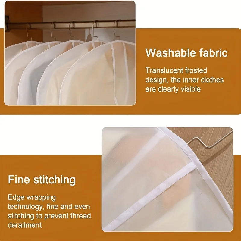 Description Picture 3 of itemWhite PVC Garment Covers Translucent Breathable Suit Dust Covers Shoulder Protectors for Clothes Coats Jackets Wardrobe Storage