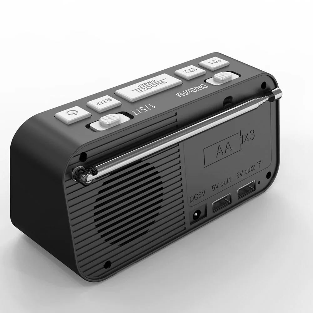 A1 Digital Desktop Radio Alarm Clock Dual USB Charging Port DAB FM Radio with Antenna Programmable Sleep Timer 5