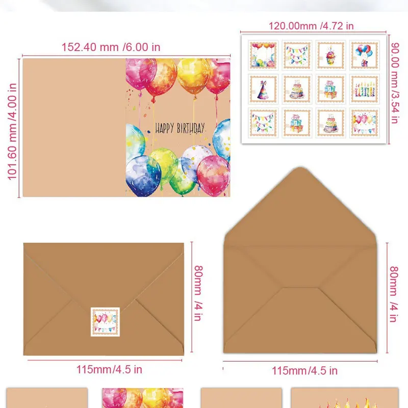 DIY Cartoon Birthday Greeting Card Set with Envelopes and Stickers – Fun and Creative C... - SKU BGCS0003 - UGI Packaging
