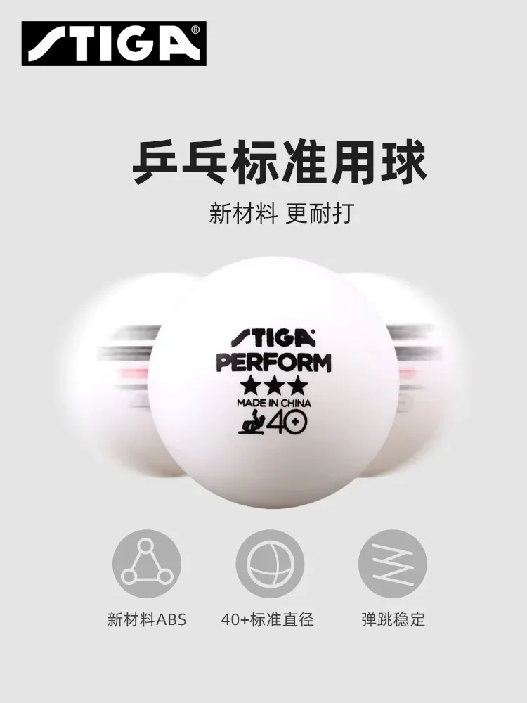 Table Tennis Balls 3 Star 40+ ABS Plastic Poly Seamed Stiga