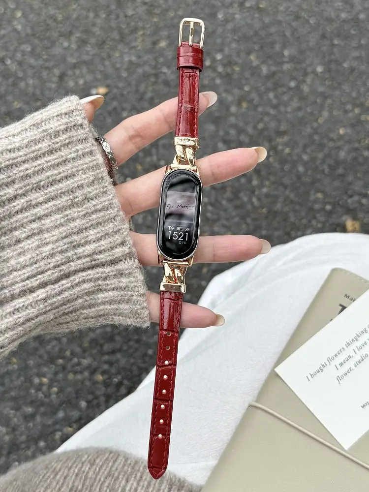 Elegant Leather Watch Strap - Slim Genuine Leather Band Bracelet Wristband in Classic Style