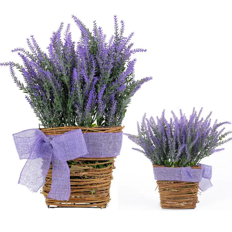 

Artificial Lavender Wreath Fake Lavender Flower Wreath for Front Door Farmhouse Door Wreath Summer Hanging Wall Window Decor