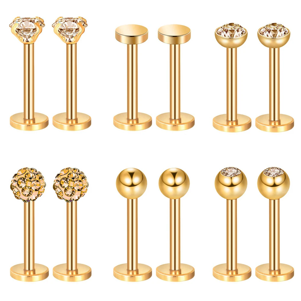 LEEQ 15 Stück Edelstahl Labret Lippe Schaft Ringe Körper Piercing