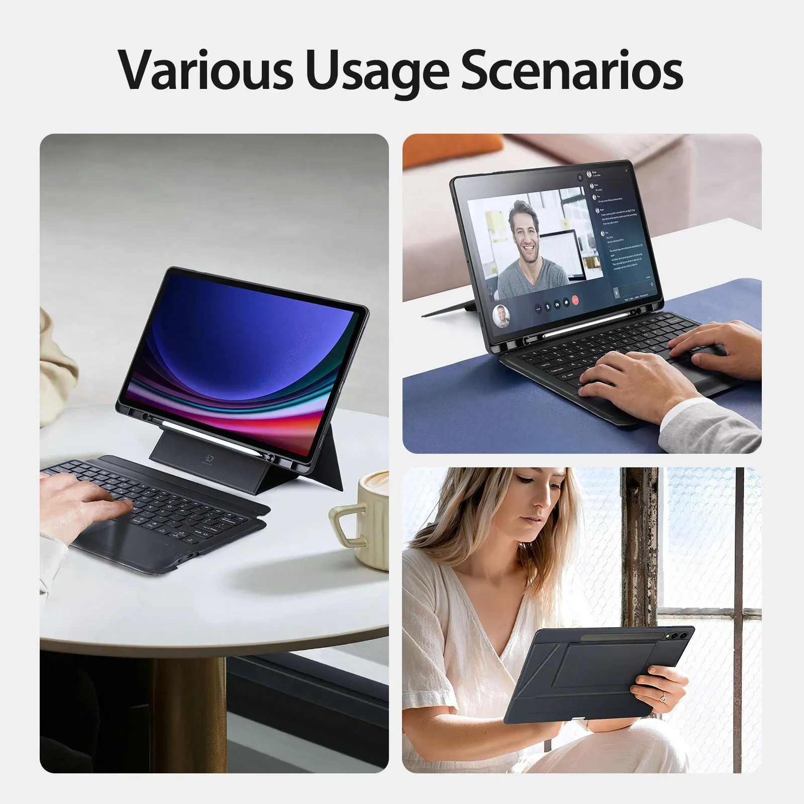 Клавиатура Trackpad для Sasmsung Galaxy Tab S7 S8 S9 FE Plus S6 Lite A8 2021, съемный волшебный чехол для клавиатуры с держателем для карандашей