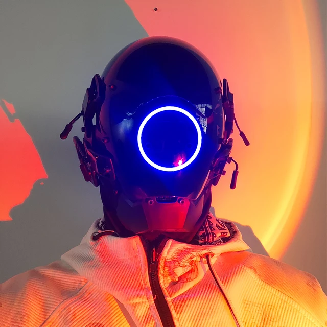 Cyberpunk Mask, Futuristic Helmet with Cool Technology, Cyber Techwear Mask,  Luminous Halloween Fit Party Music Festival : : Toys