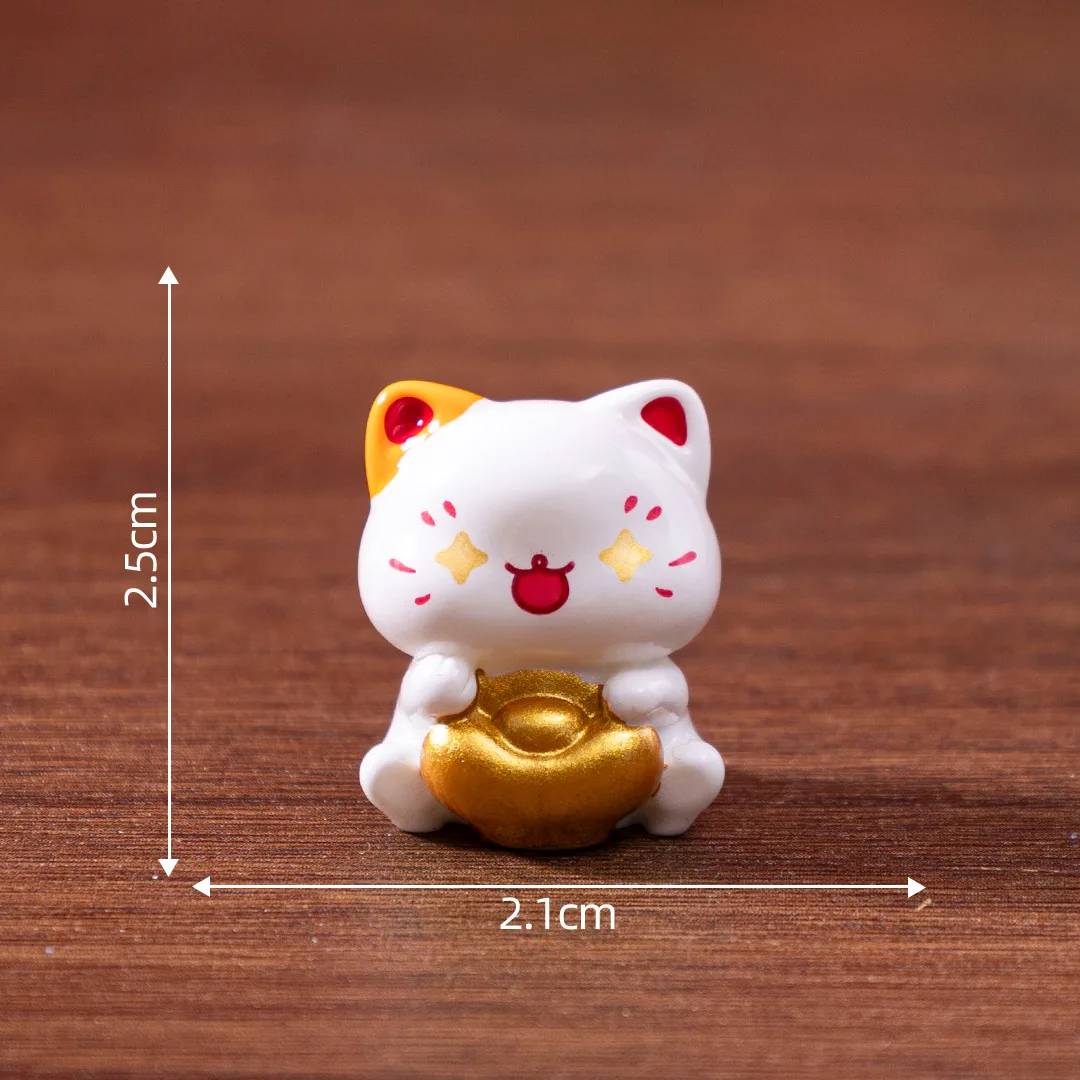 6/12pcs New Chinese Cartoon Maneki Neko Ornaments Animal Figurine Lucky Cat Model Good Luck Wealth Home Desktop Car Decoration 5