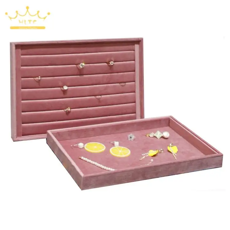 Exhibitor Jewelry Organizer Case Velvet Jewelry Tray Bracelet Ring Earring Necklace Display Box 35*24Cm Customizable Colors