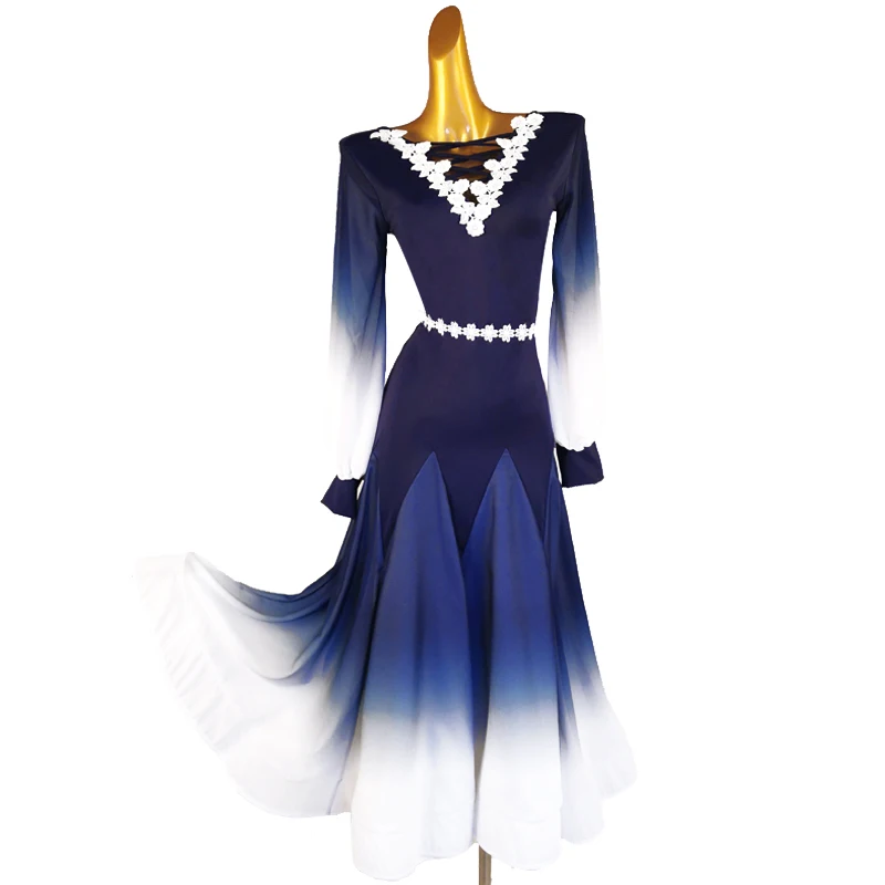 

standard ballroom dress red black gradient Women Waltz Ballroom Dress ballroom competition dress blue white gradient