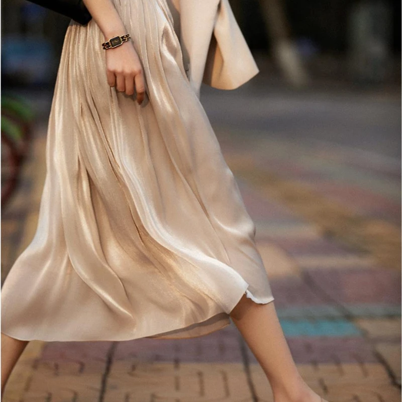 Spring Women's Fashion Umbrella Silk Holiday Long Skirt High Waist Party Casual Loose Swing Maxi Skirts kenny g miracles the holiday album